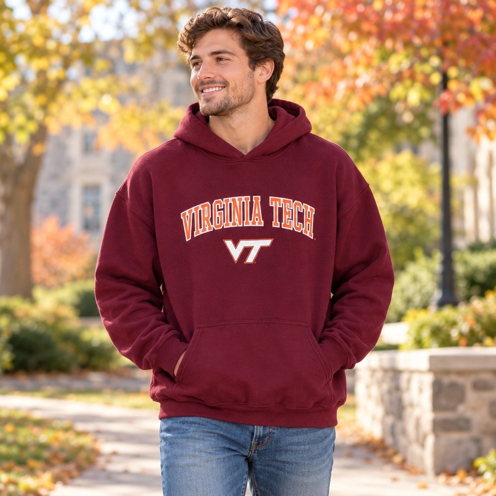 Gildan Virginia Tech Hokies Hoodie Mens XL Maroon VT Collegiate Sweatshirt